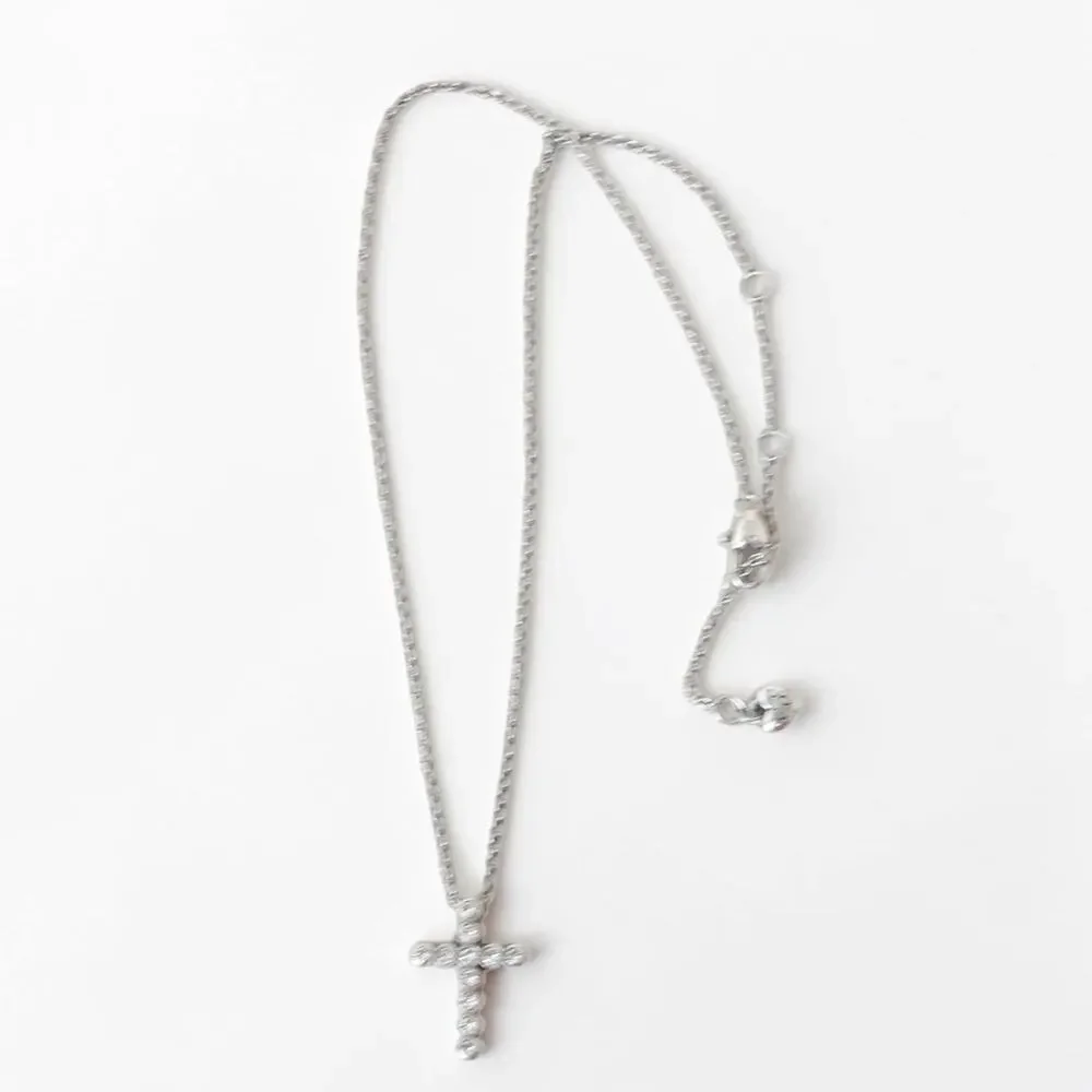 Brighton U R Loved Rhinestone Cross Pendant Necklace Reversible Engraved Retired